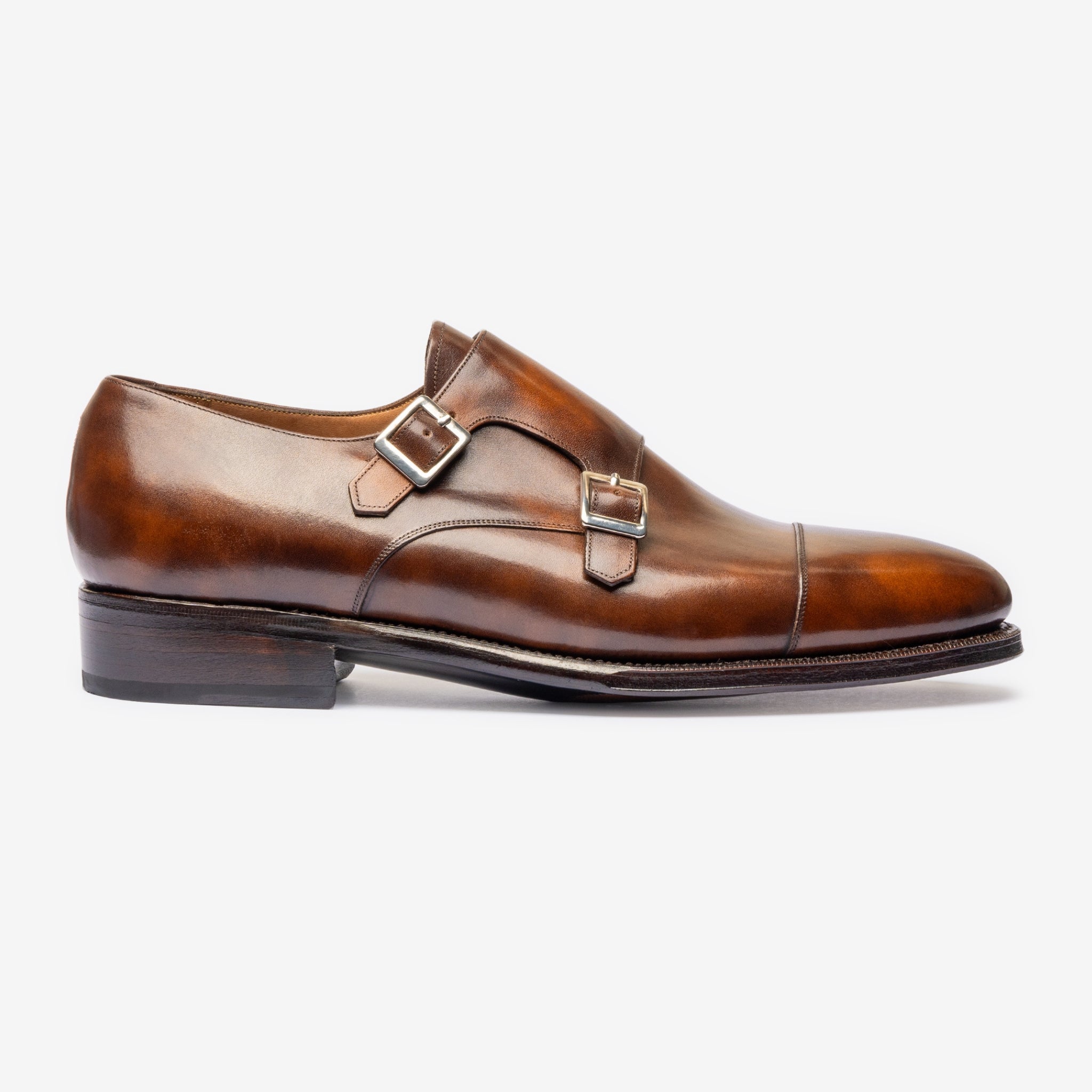 Double Monk | Brown Museum Calf - Zip Last