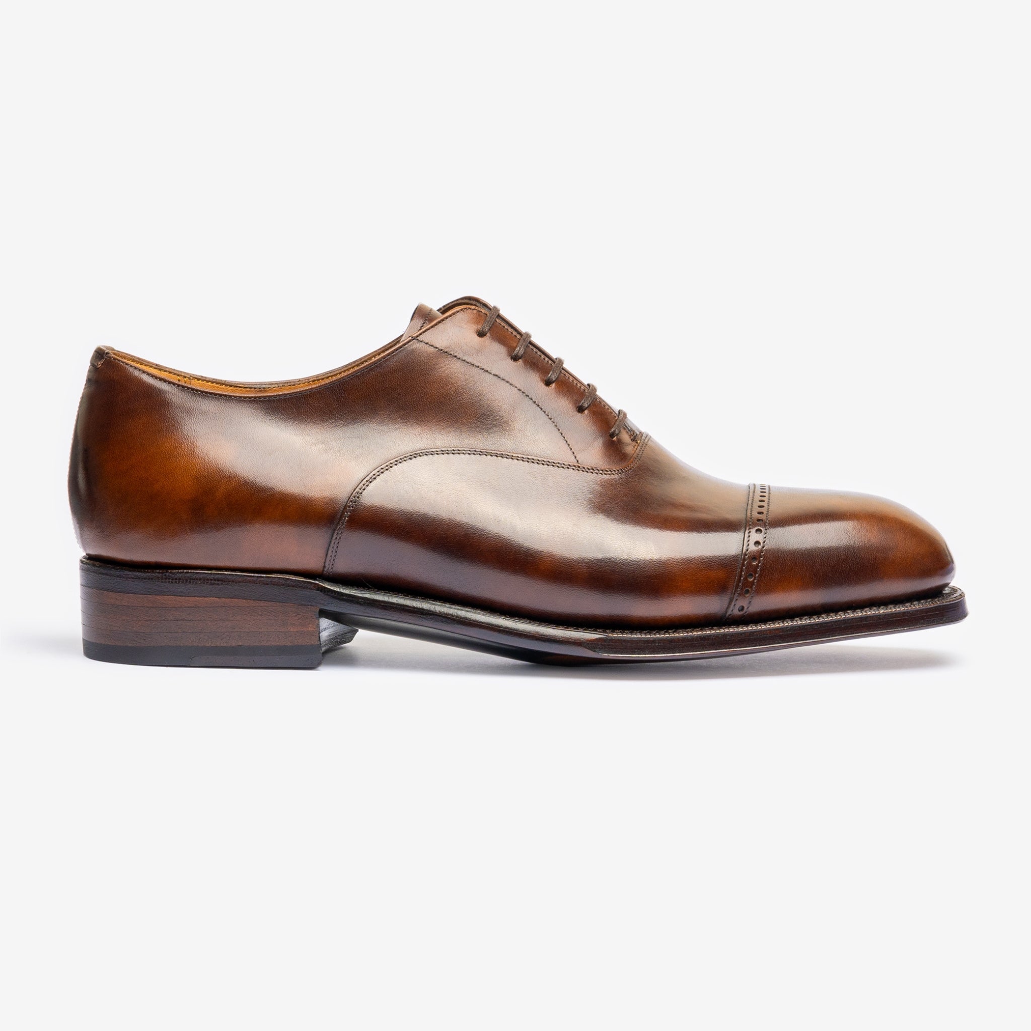 Punch Cap Oxford | Brown Museum Calf - Char Last