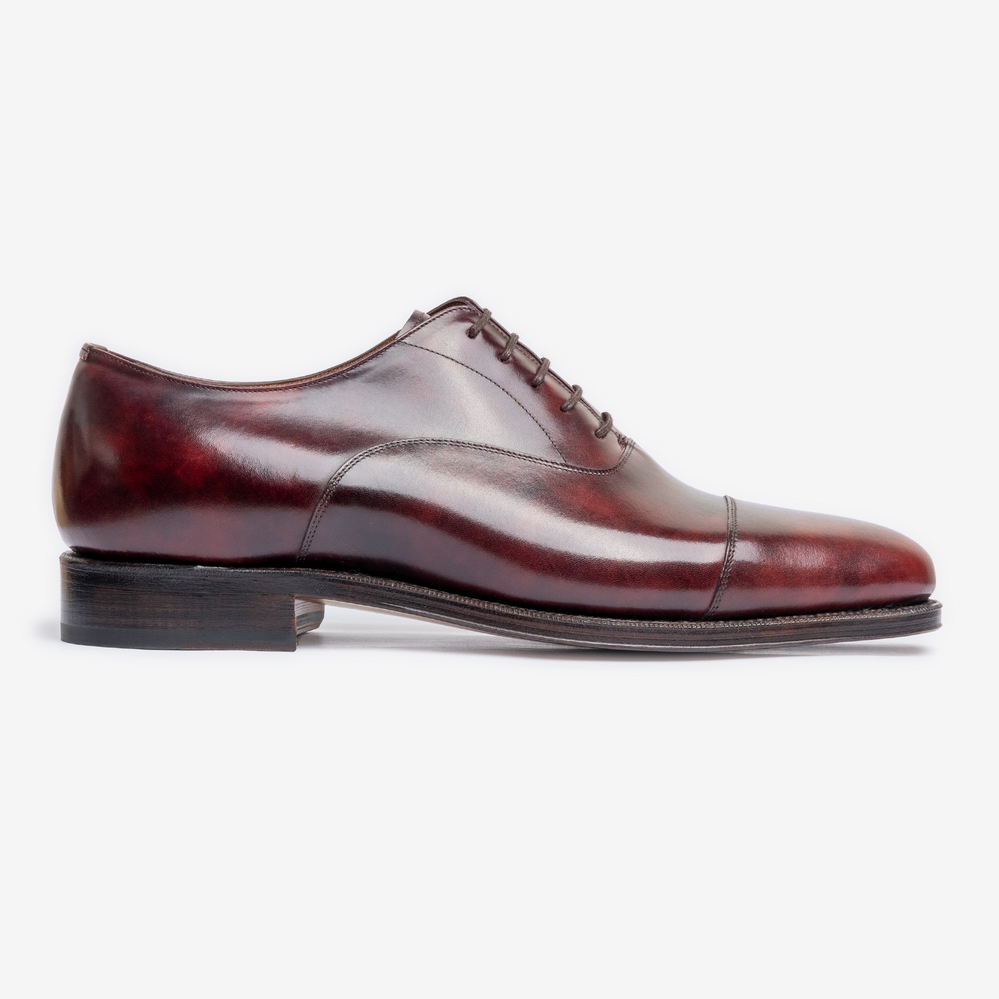 Straight Tip Oxford | Burgundy Museum Calf - Chip Last