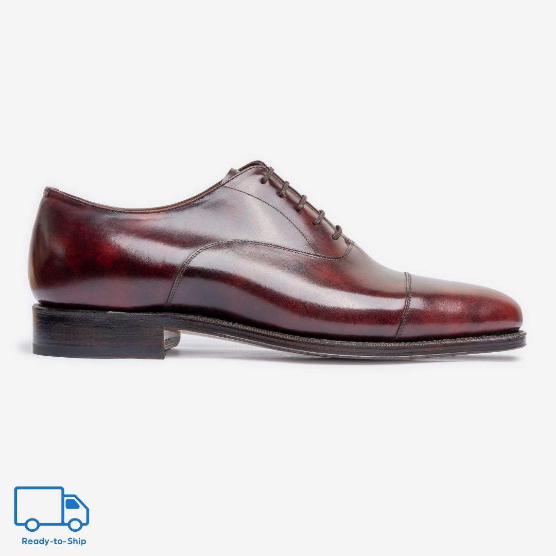 Straight Tip Oxford | Burgundy Museum Calf - Chip Last