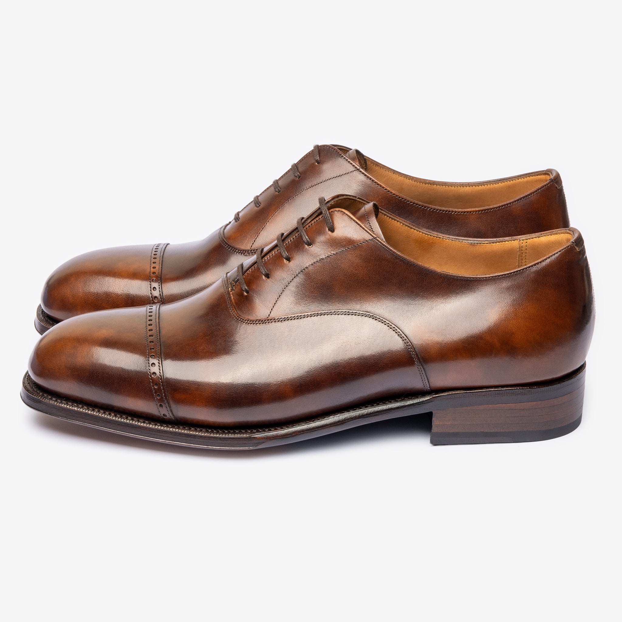 Punch Cap Oxford | Brown Museum Calf - Char Last