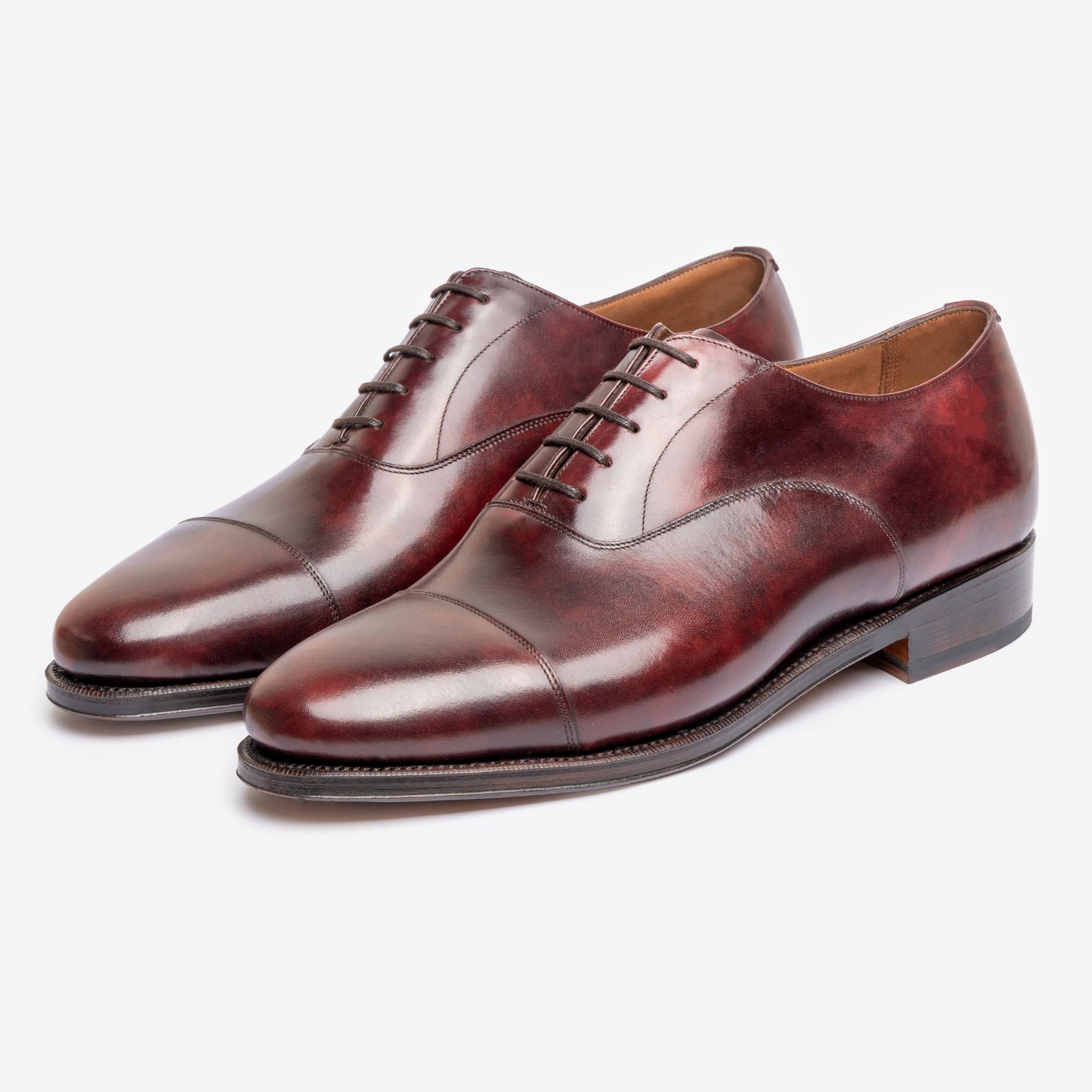 Straight Tip Oxford | Burgundy Museum Calf - Chip Last