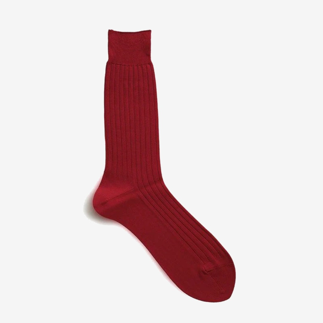 Cotton Rib Socks | Bordo - by Tabio