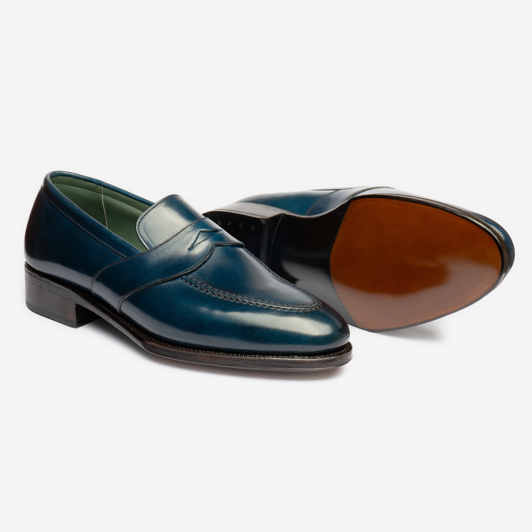 Full Strap Penny Loafer | Blue Shell Cordovan - Zilo Last