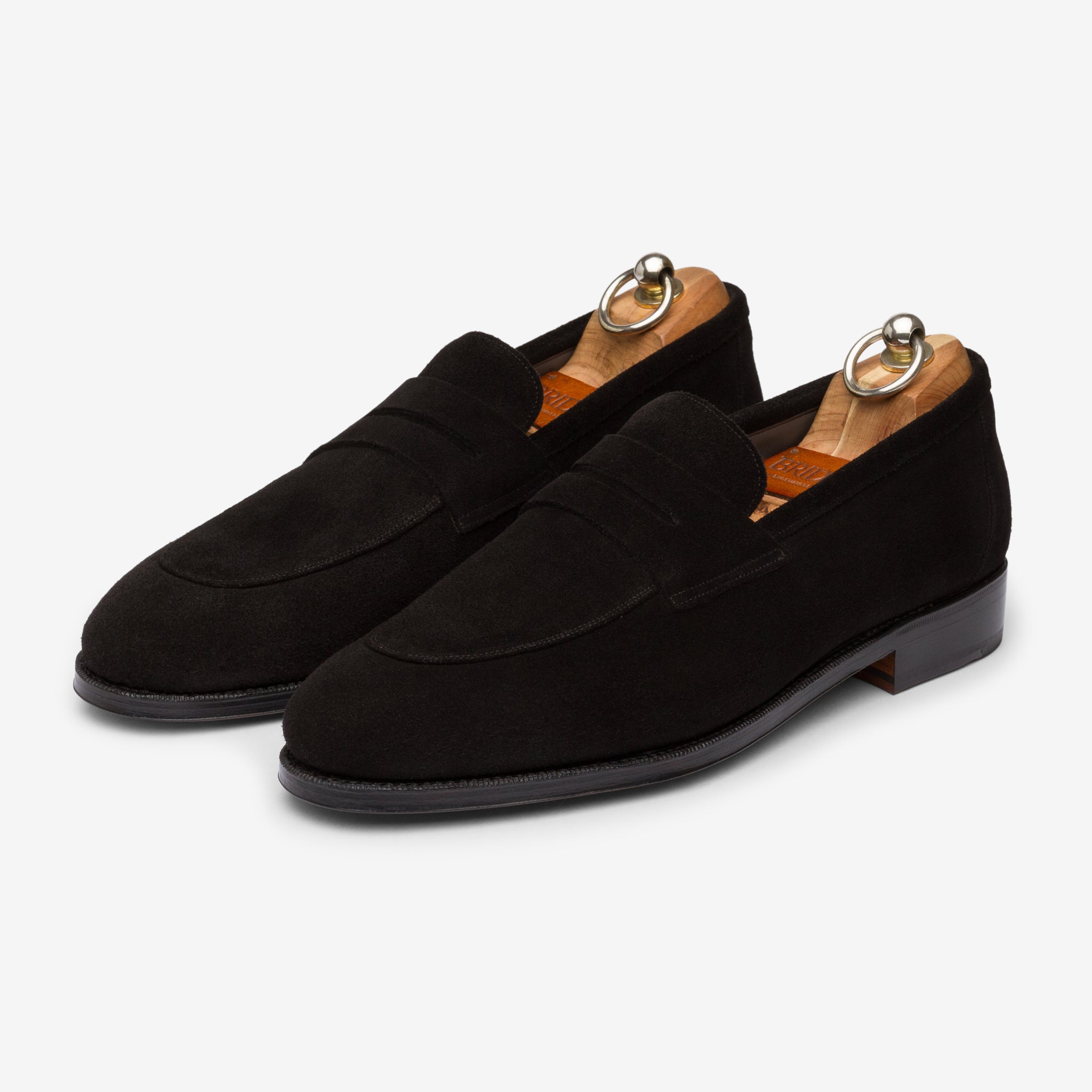 Folded Penny Loafer | Black Suede - Rufer Last