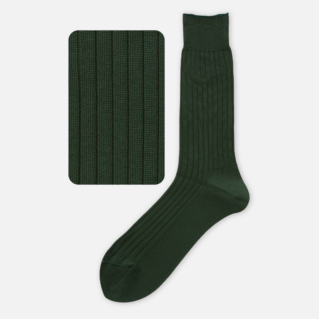 Cotton Rib Socks - Green - by Tabio– Bridlen