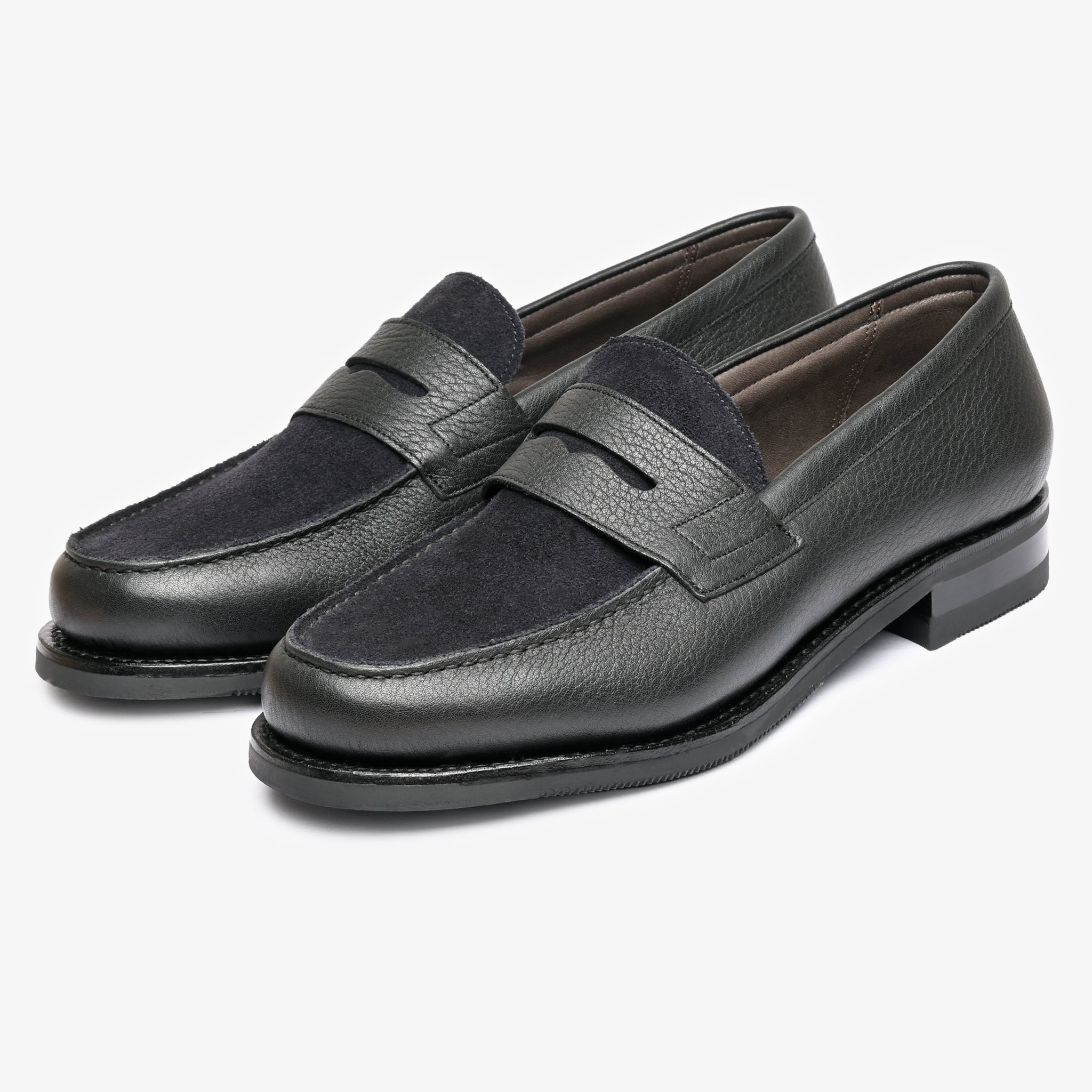 Spectator Loafer |  Ink Blue Suede & Noir Milled - Armin Last