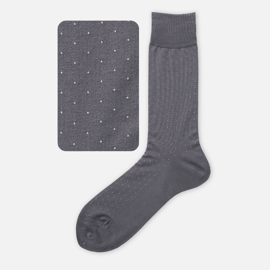 Dot Mid-Calf Socks - Grey - by Tabio
