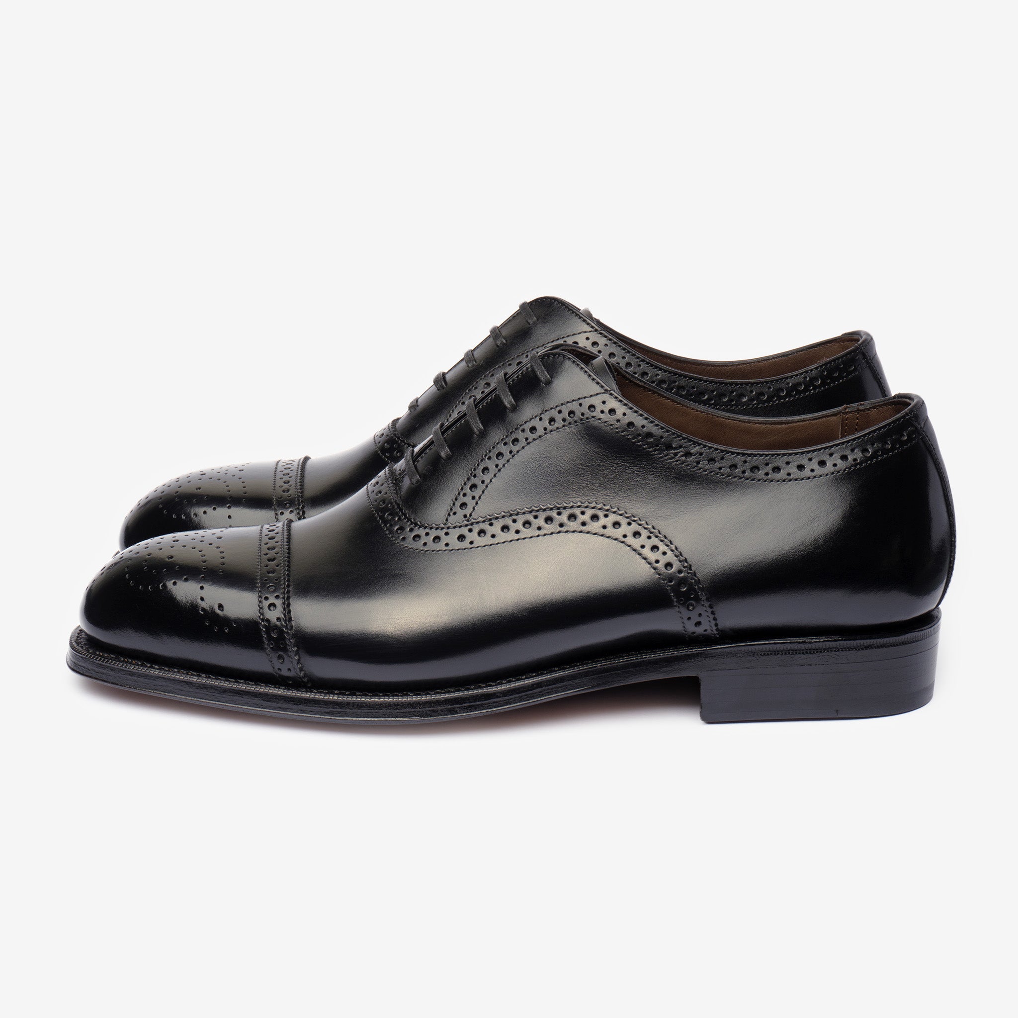Semi Brogue Oxford |  Black - Char Last