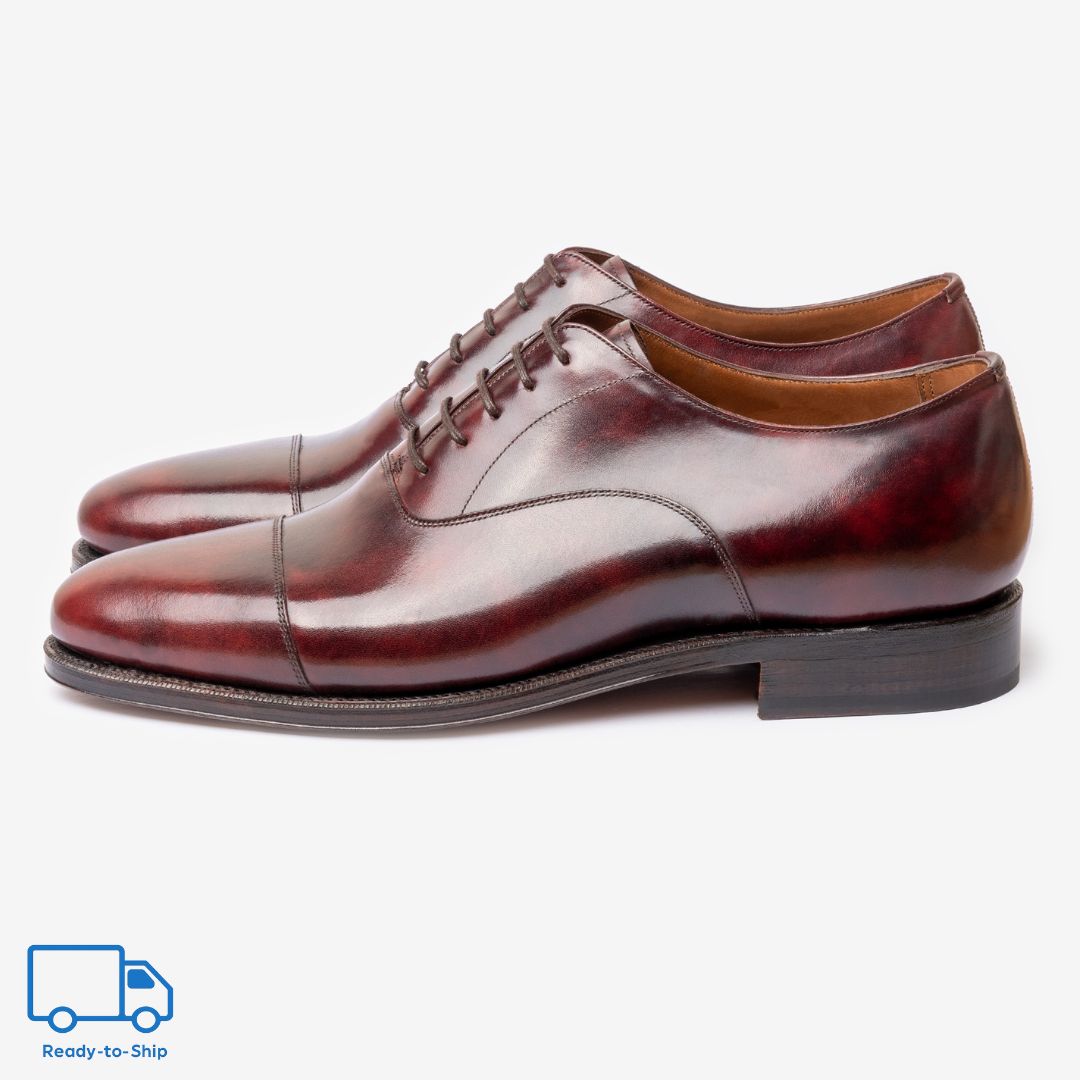 Straight Tip Oxford |  Burgundy Museum Calf - Chip Last