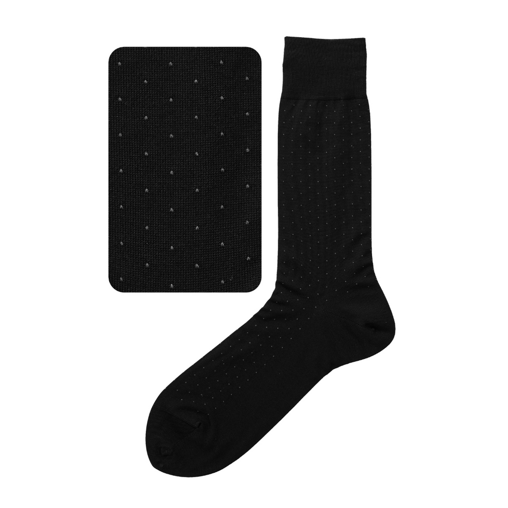 Dot Mid-Calf Socks - Black - by Tabio