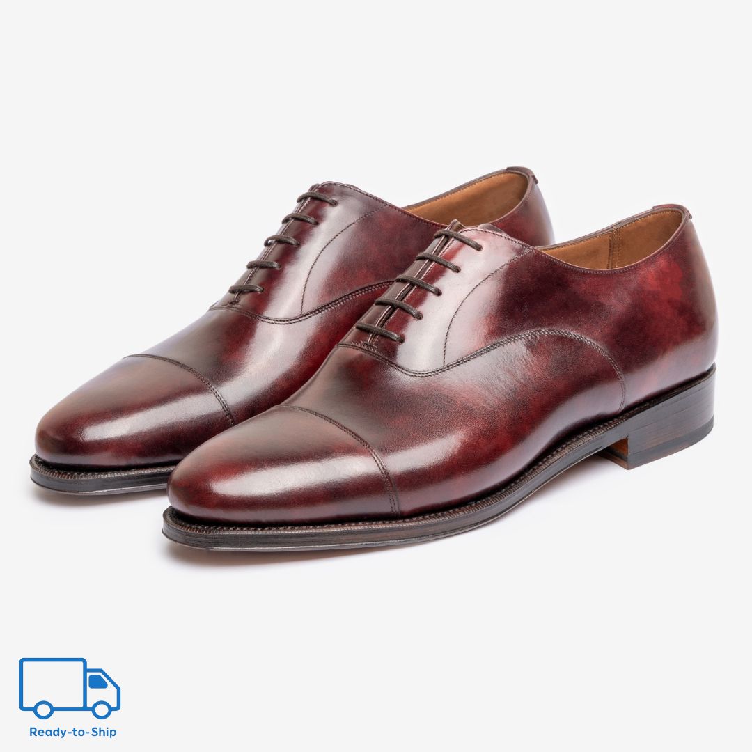Straight Tip Oxford |  Burgundy Museum Calf - Chip Last