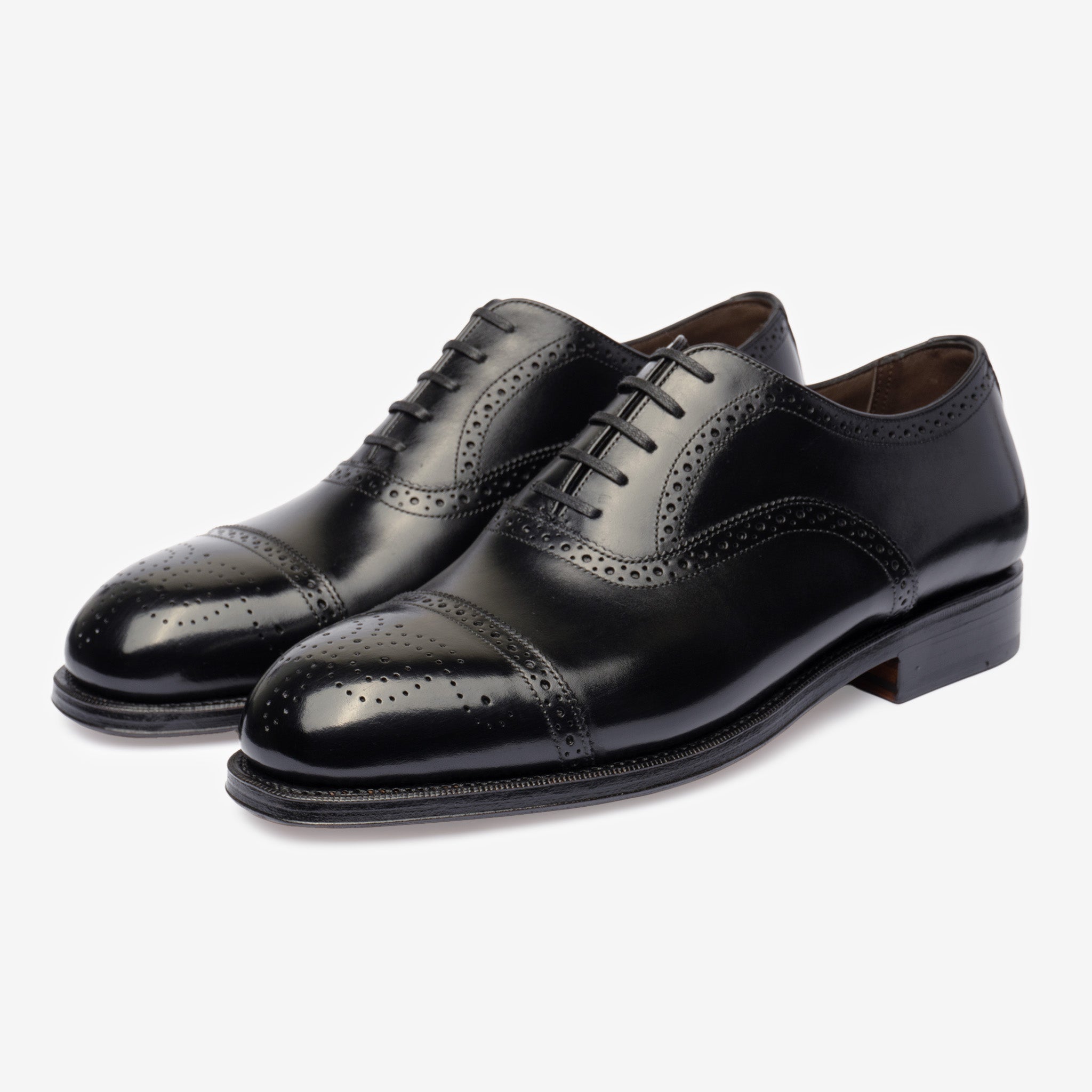 Semi Brogue Oxford |  Black - Char Last