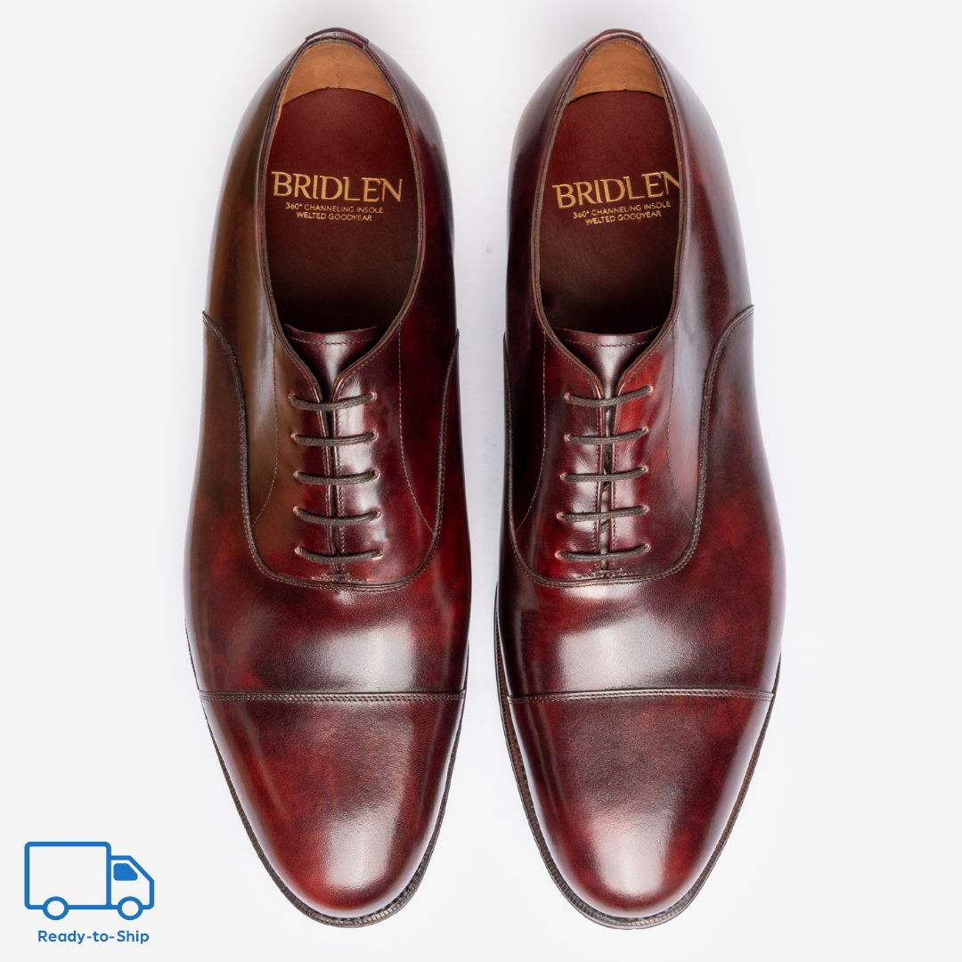 Straight Tip Oxford |  Burgundy Museum Calf - Chip Last