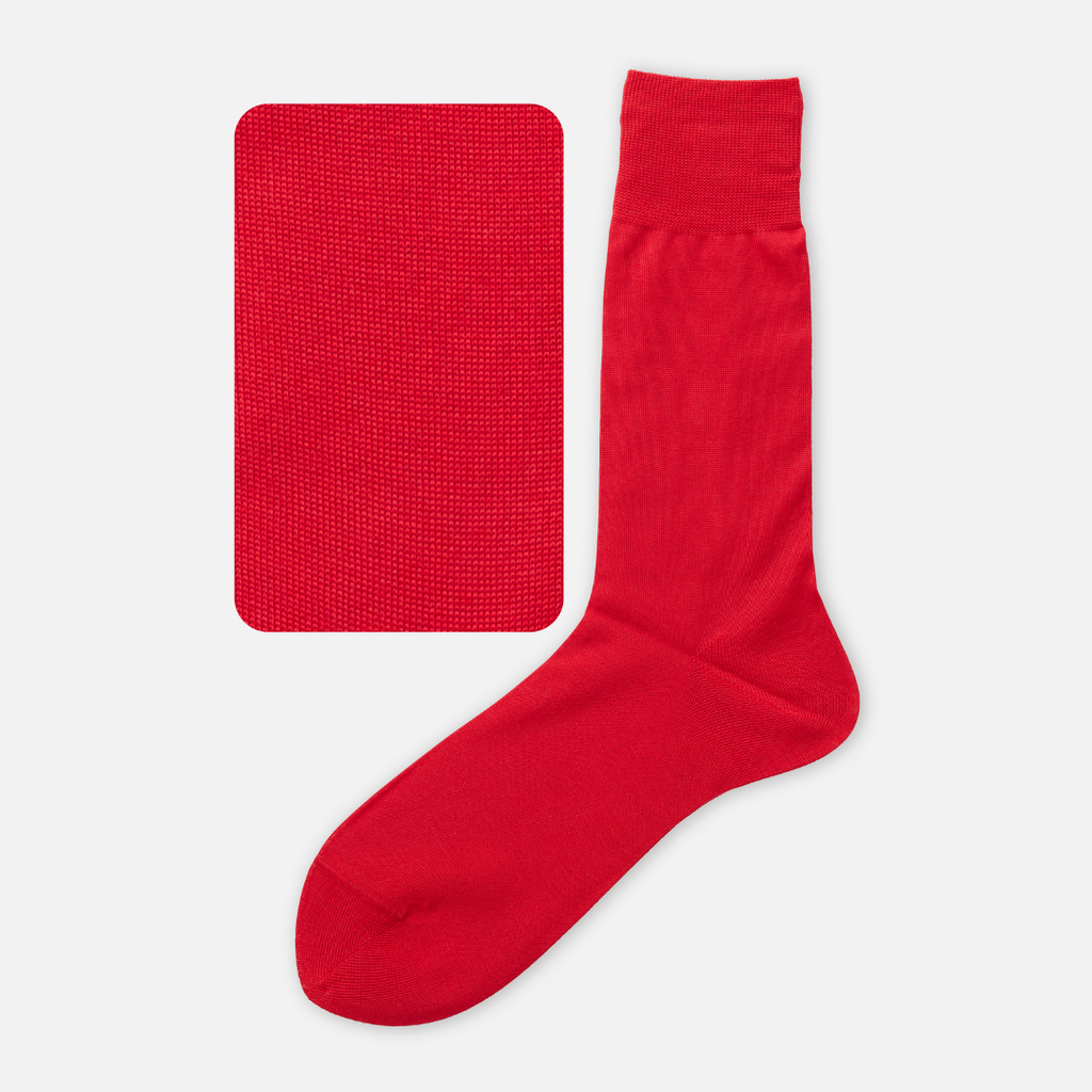 Cotton Plain Socks - Red - by Tabio