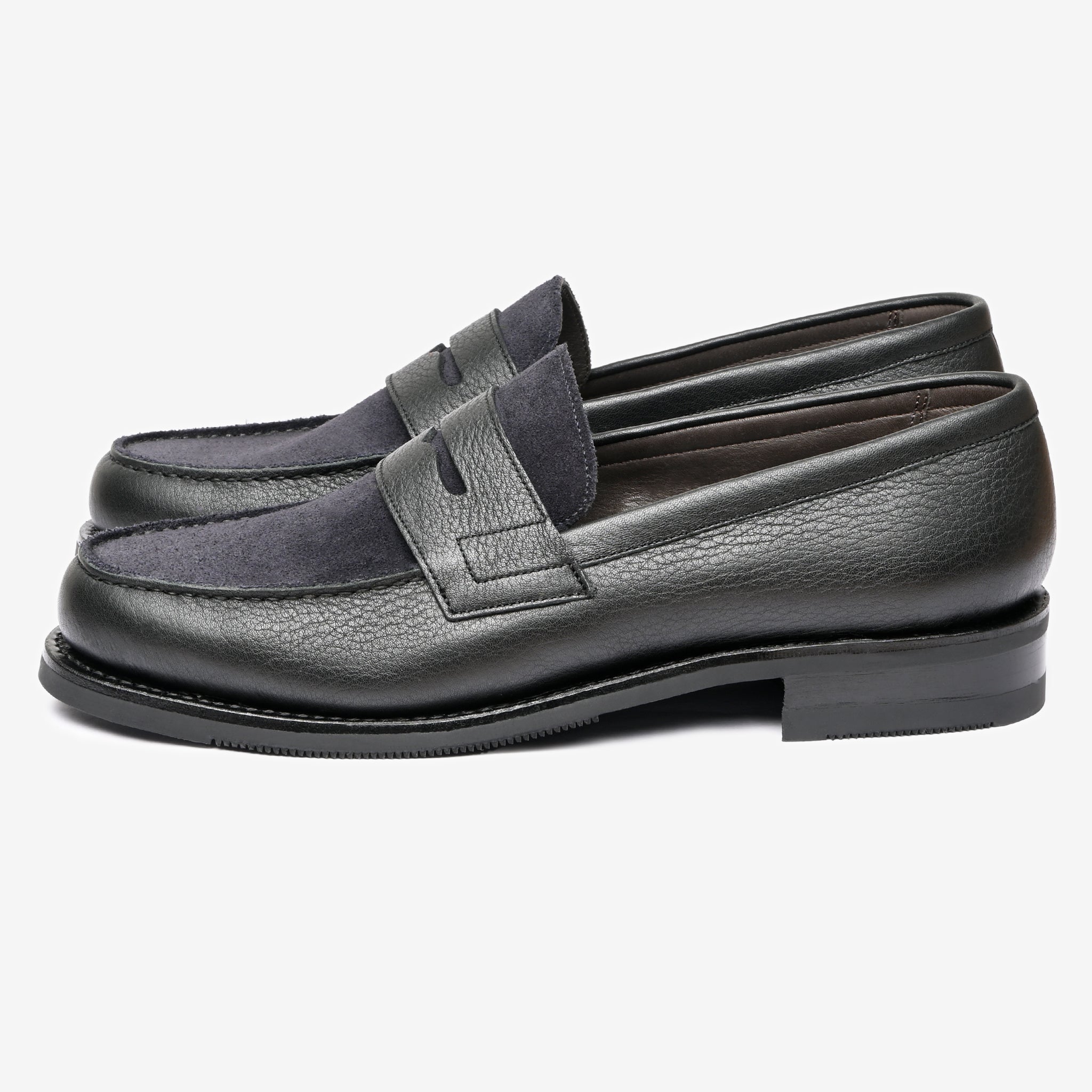 Spectator Loafer |  Ink Blue Suede & Noir Milled - Armin Last