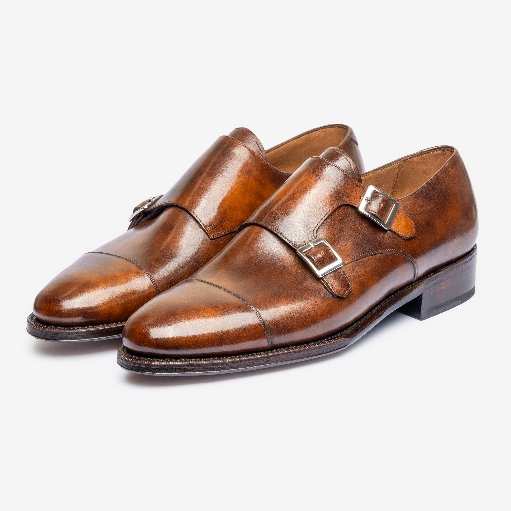 Double Monk |  Brown Museum Calf - Zip Last