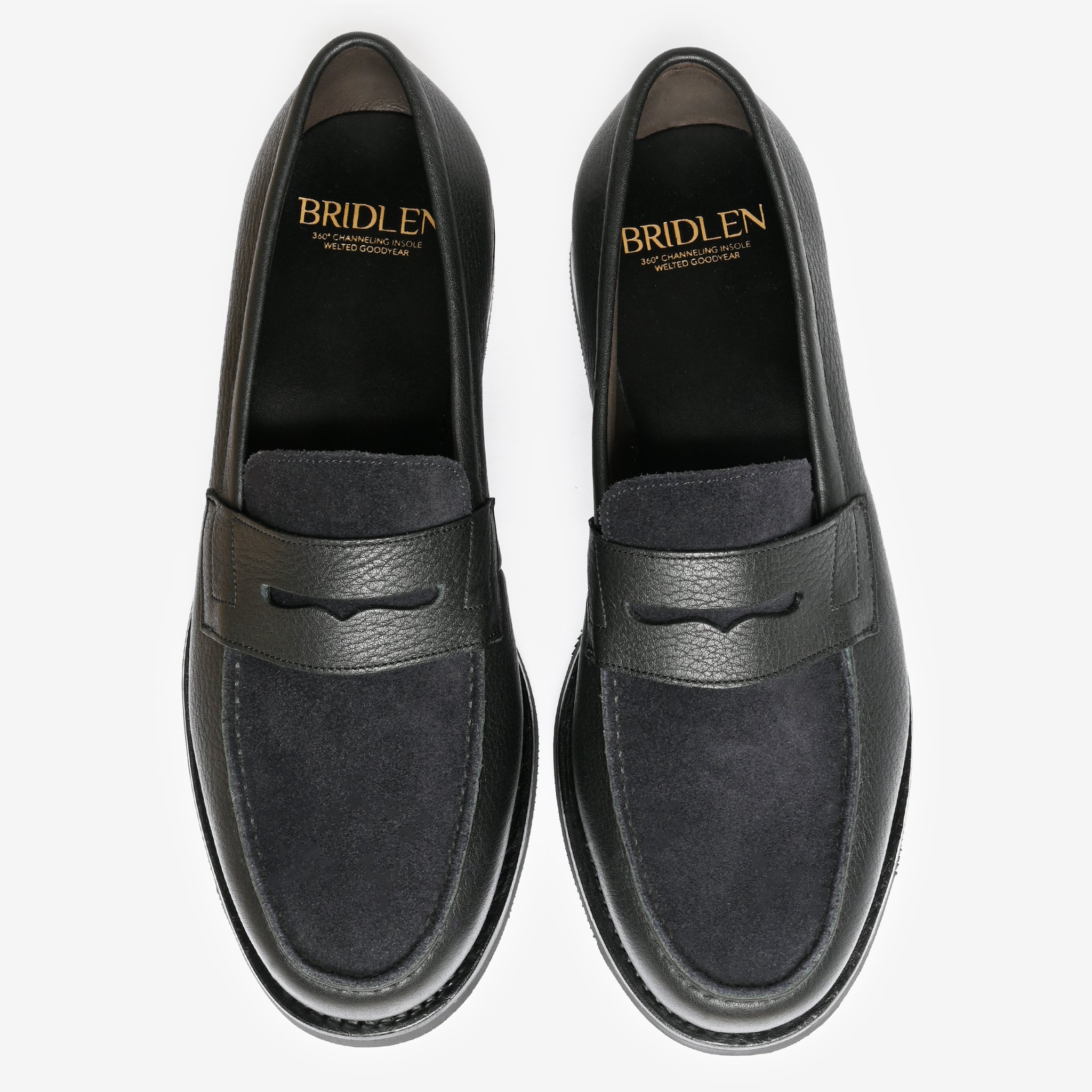 Spectator Loafer |  Ink Blue Suede & Noir Milled - Armin Last