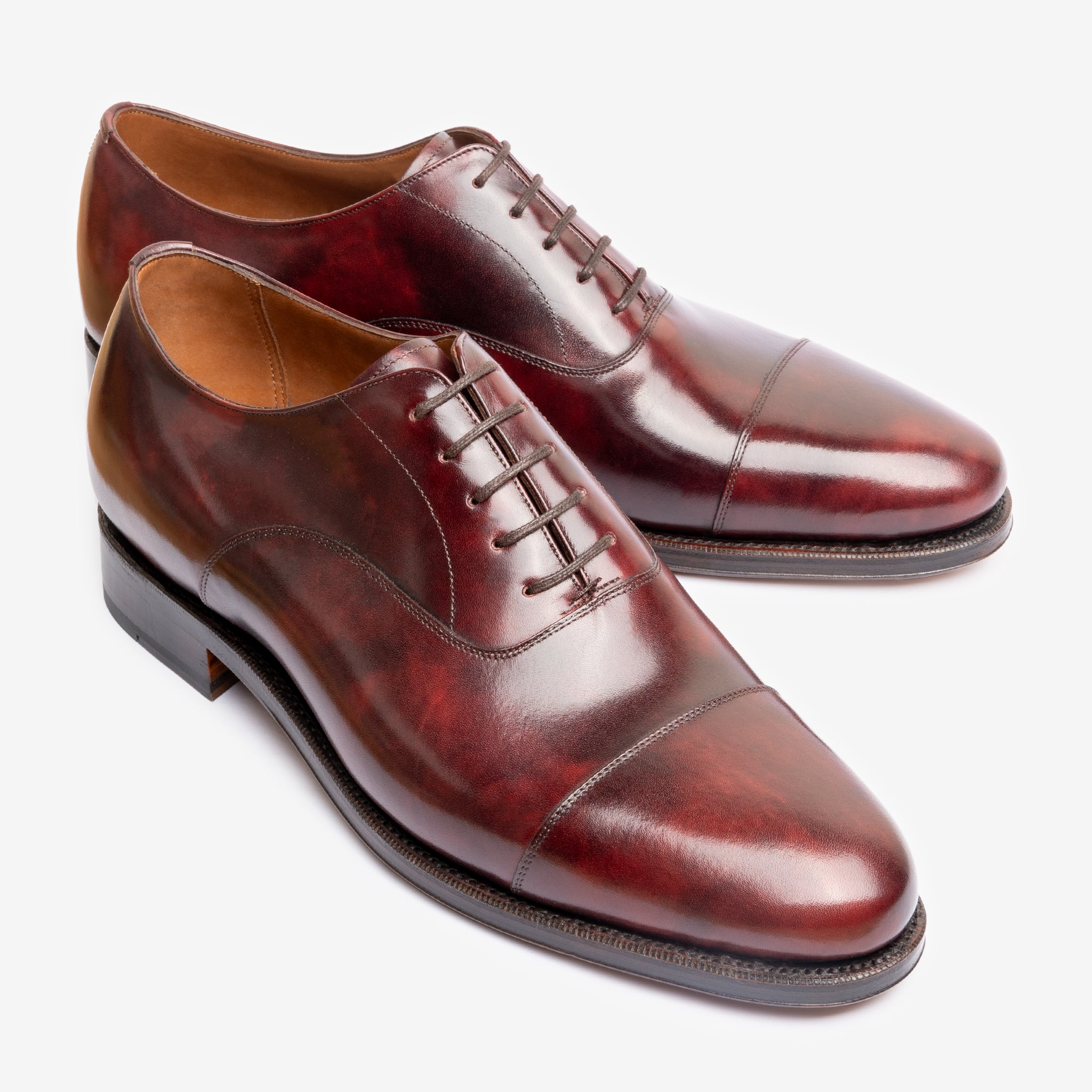Straight Tip Oxford |  Burgundy Museum Calf - Chip Last