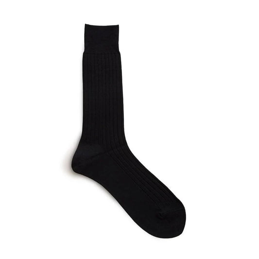 Cotton Rib Socks - Black - by Tabio