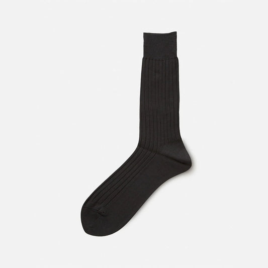 Cotton Rib Socks - Charcoal Grey  - by Tabio