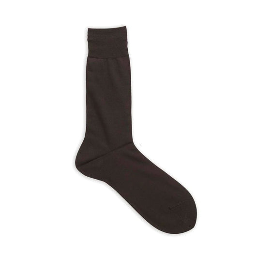 Cotton Plain Socks - Dark Brown - by Tabio