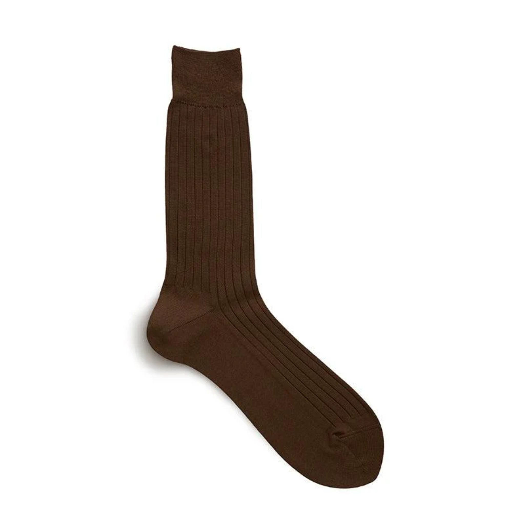 Cotton Rib Socks |  Brown - by Tabio