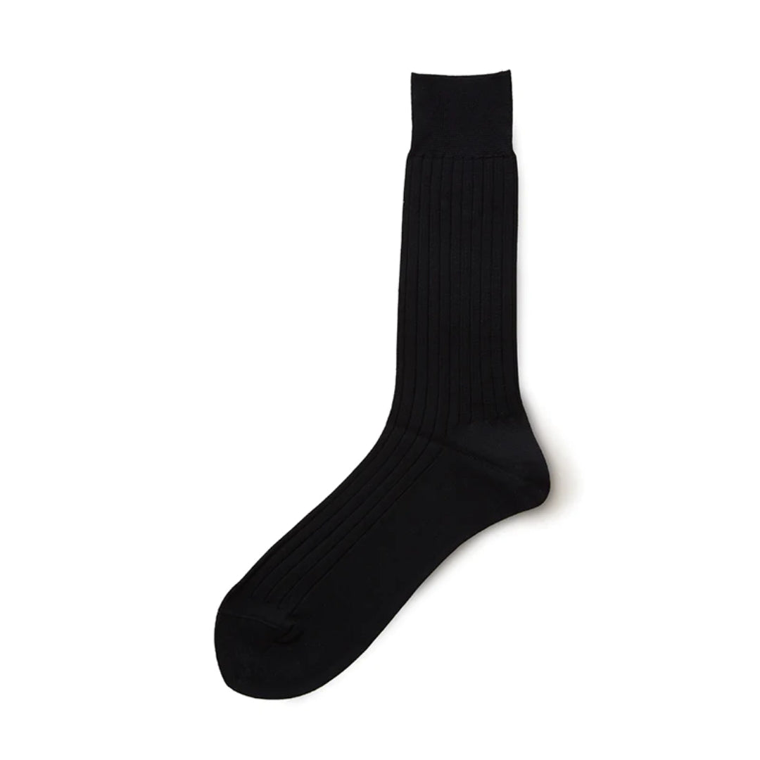 Cotton Rib Socks - Black - by Tabio