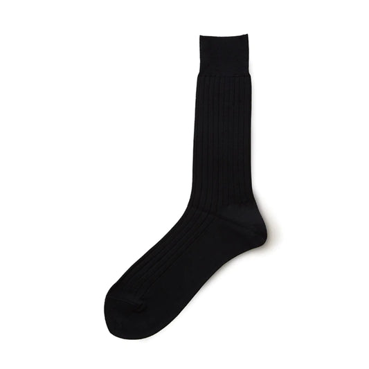 Cotton Rib Socks - Black - by Tabio