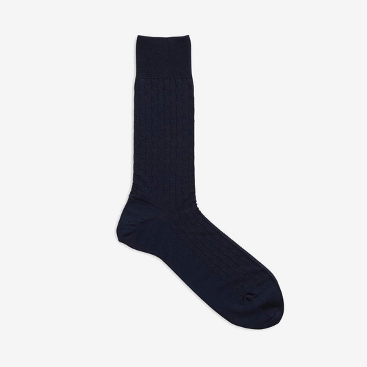 Damier Pattern Socks - Navy - by Tabio