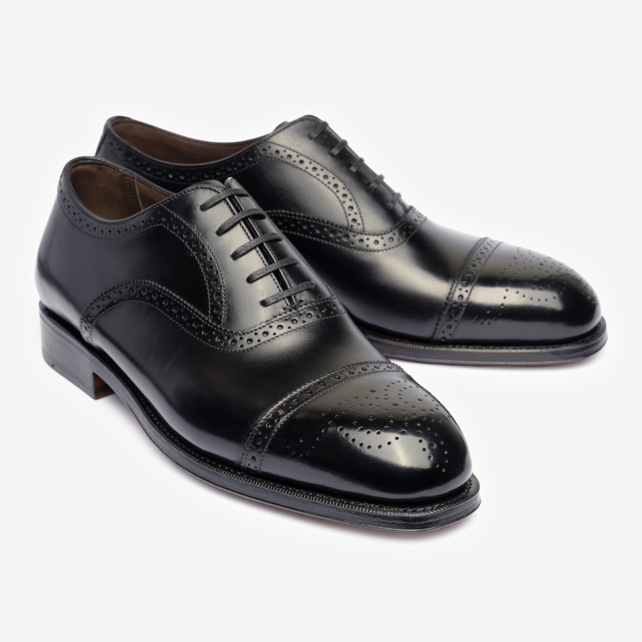 Semi Brogue Oxford |  Black - Char Last