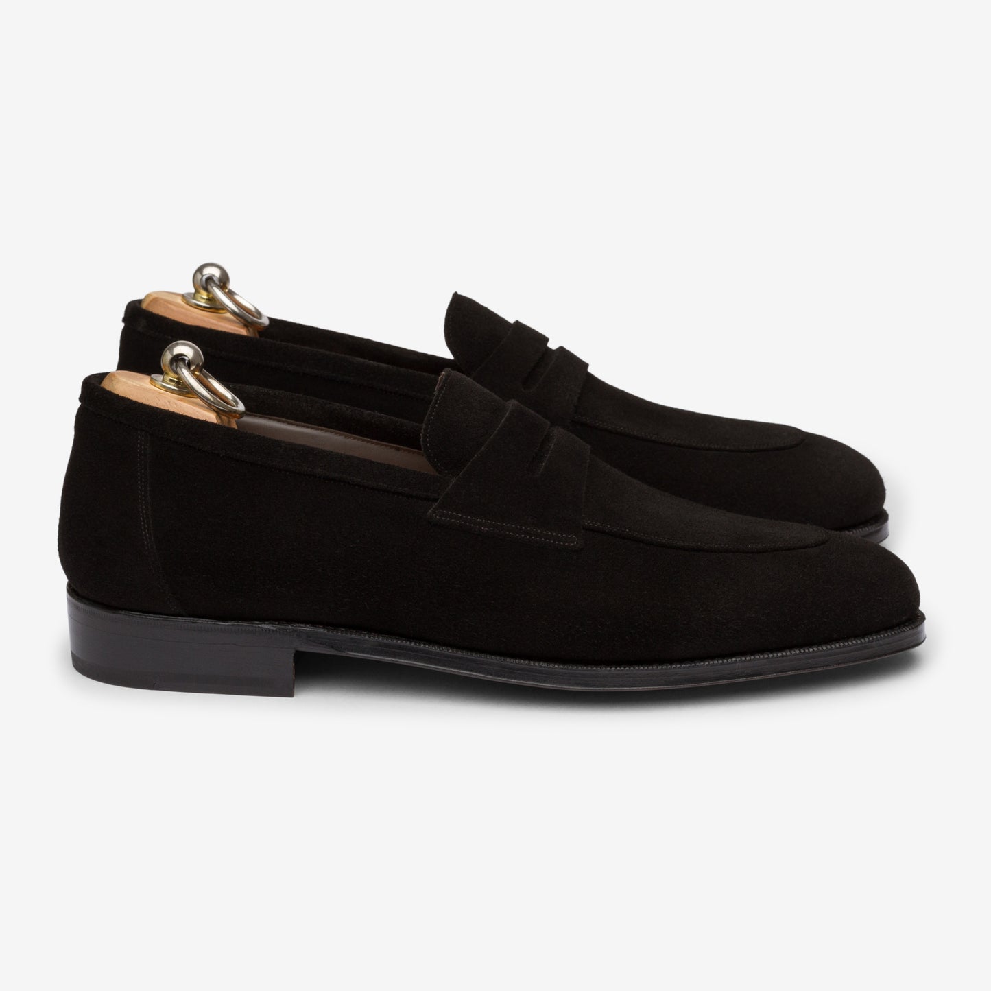 Folded Penny Loafer - Black Suede - Rufer Last